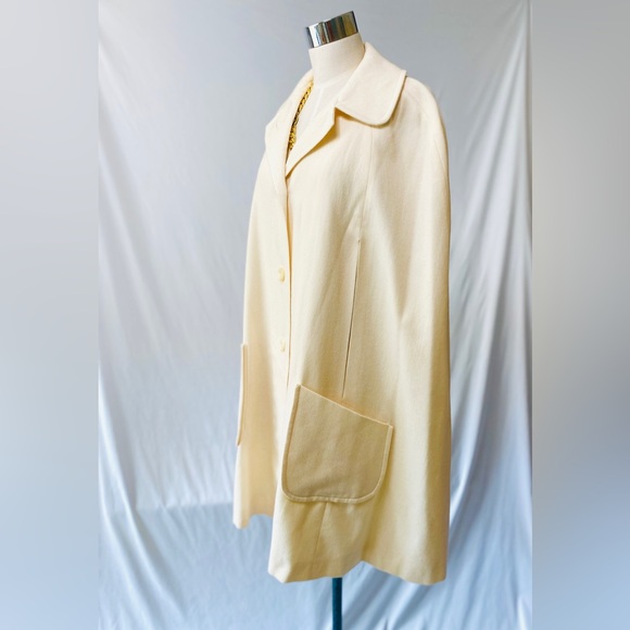RARE Vintage 1960 WELLINGTON FASHIONS cream merino wool cape coat O/S - Picture 6 of 16